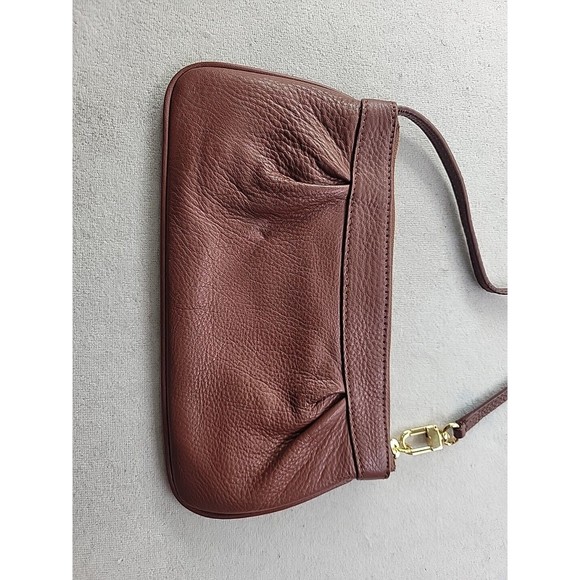 EUC - Brooks Brothers Brown Leather Wristlet Full Zip Top Gold Hardware - Picture 2 of 12